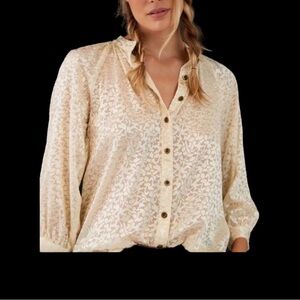 Anthropologie Susanna Velvet Burnout Flowy and Lacy Top